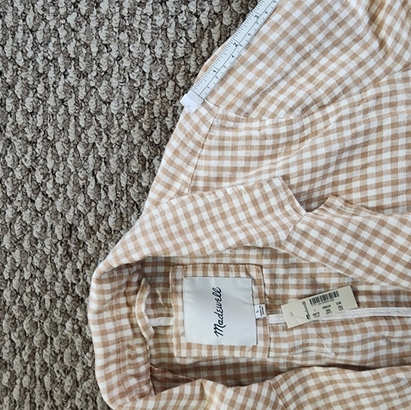 Madewell Linen Dorset Blazer in Gingham Check Womens Size L NWT - Picture 7 of 10